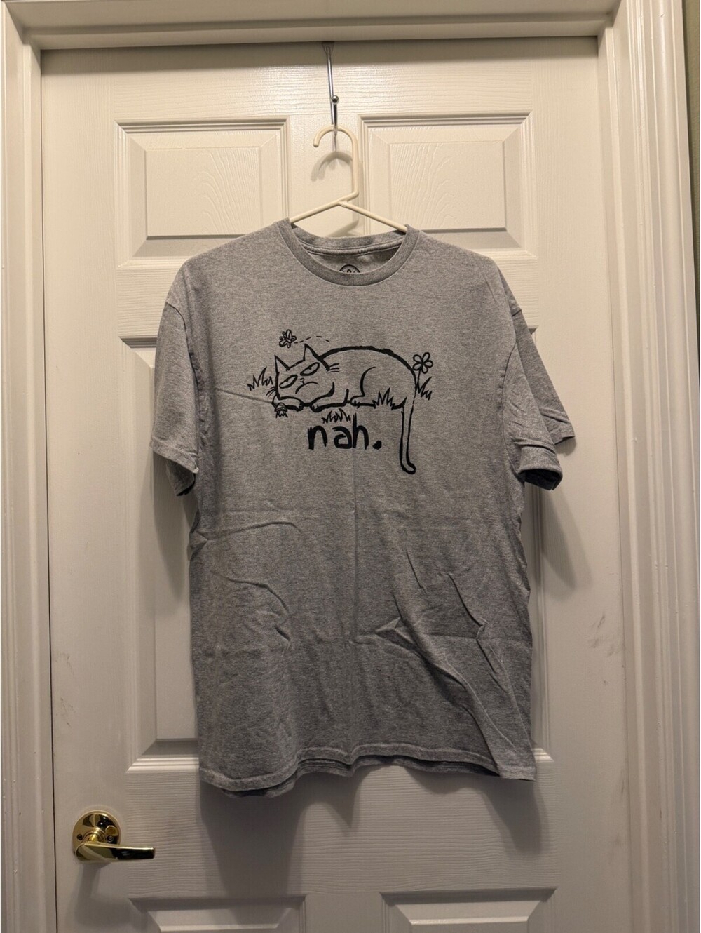 Dom Gray Nah Sleeping Cat Graphic T Shirt XL